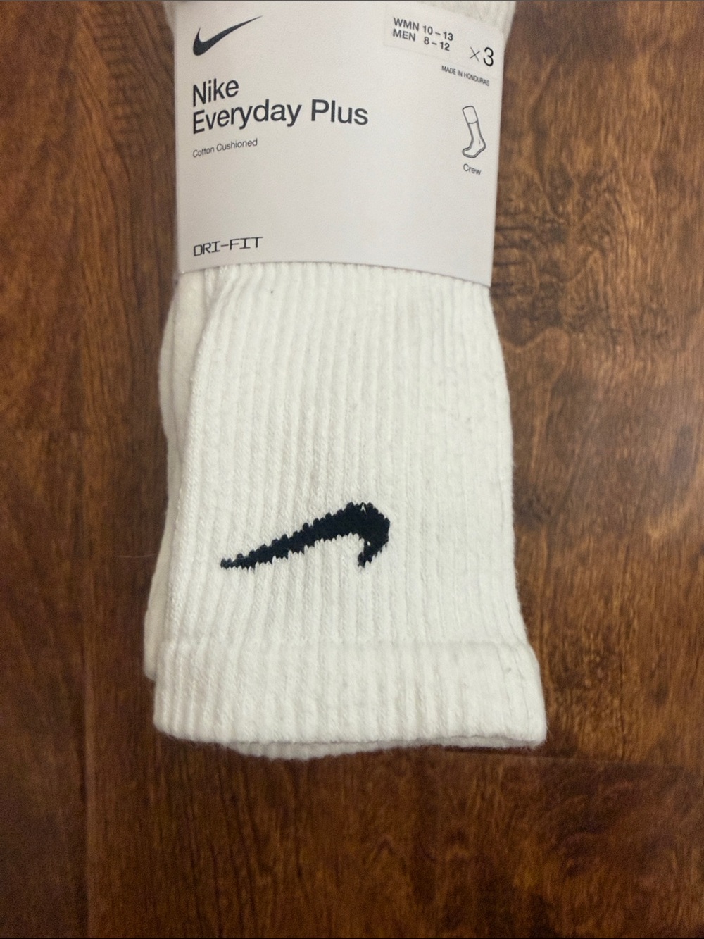 Nike White Crew Athletic Socks with Black Swoosh (3 Pack) - Picture 4 of 9